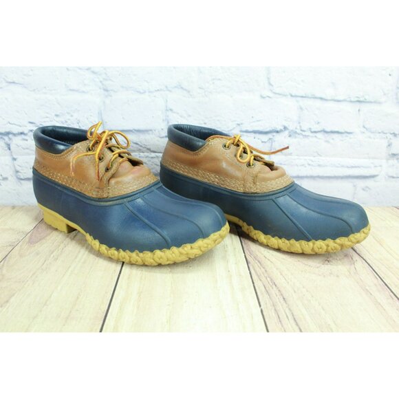 LL Bean Blue Rubber Gumshoes Unlined Ankle Waterproof Duck Boots Size 9 M - Picture 3 of 9